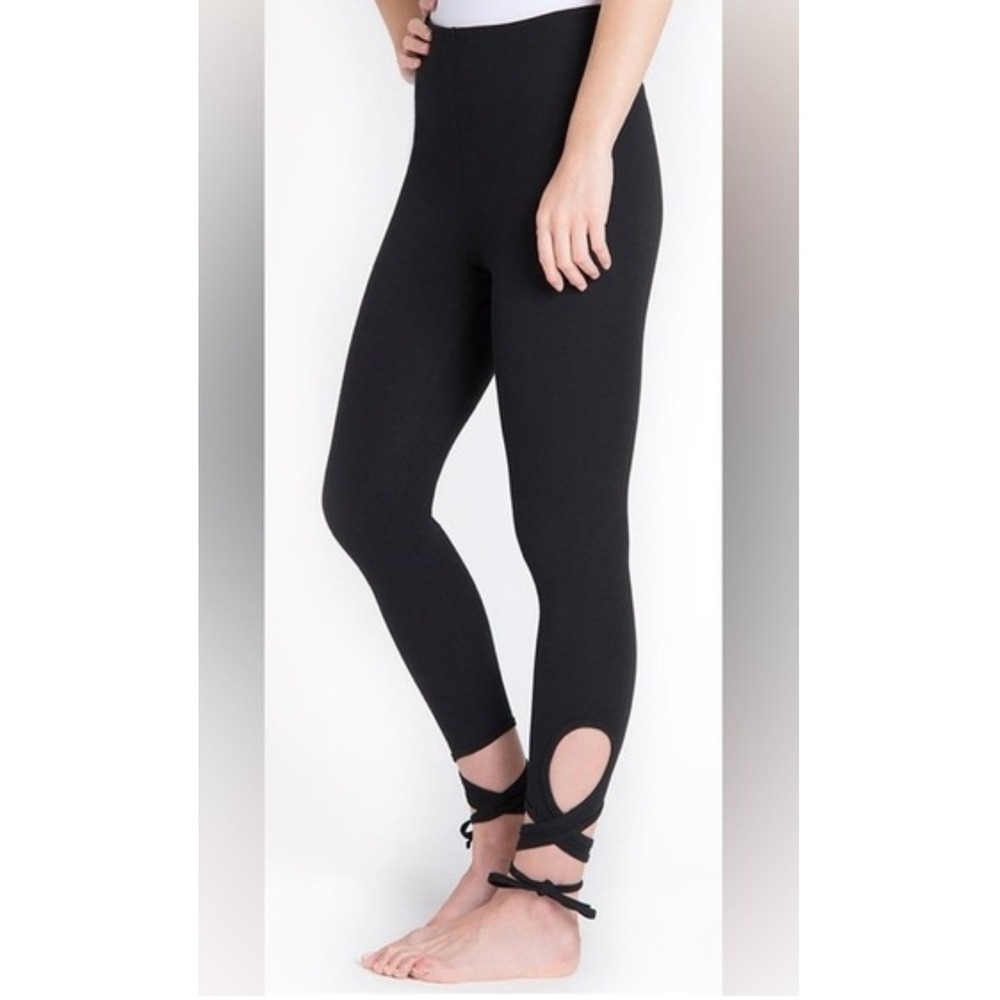 Lysse Womens Black High Rise Wrap Ankle Leggings Shapewear Size Large Balletcore